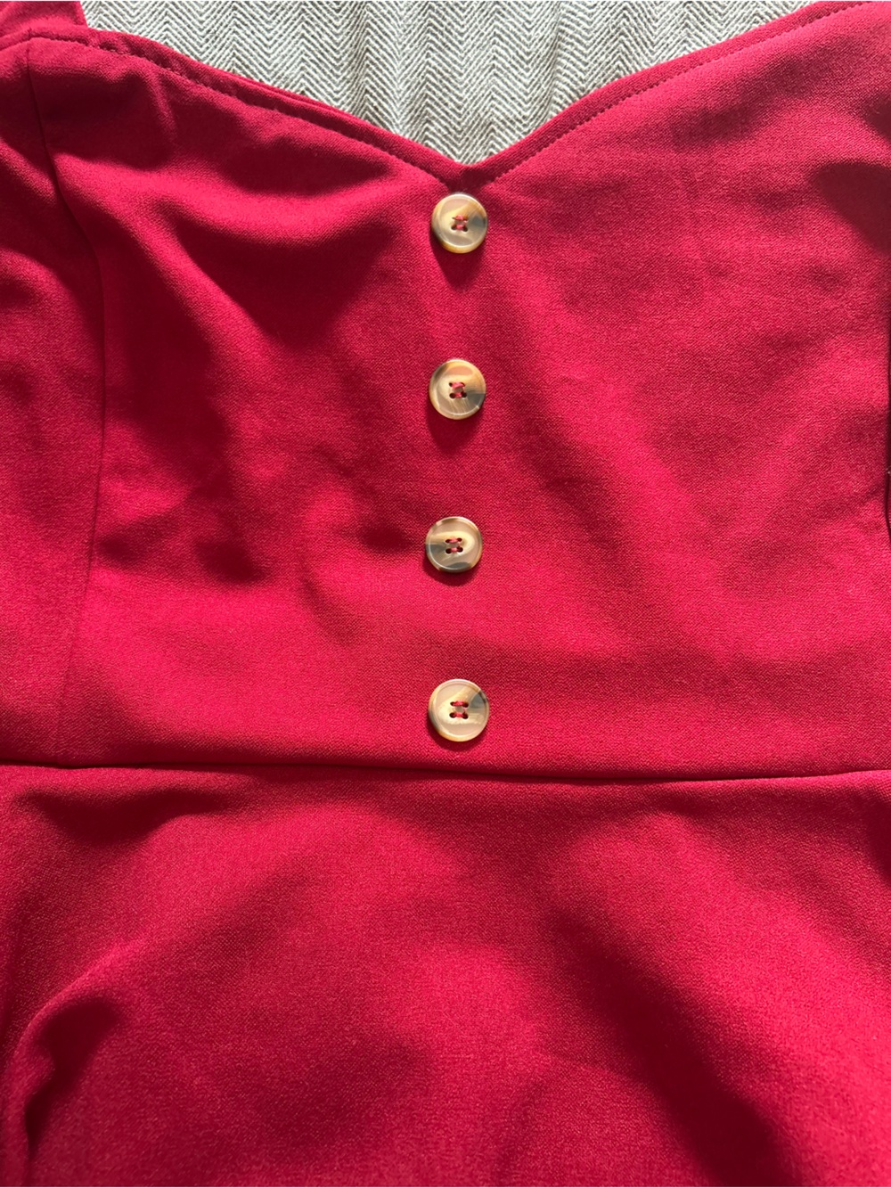 Burgundy Peplum Button-Front Camisole Sweetheart With Straps Top - Picture 3 of 4
